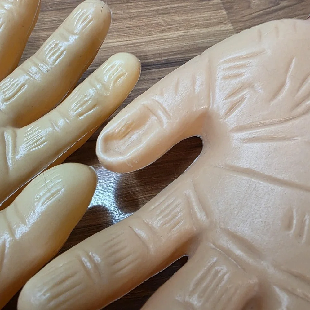 Vintage Greenbrier Halloween Severed Hands Prop Pair Bloody Plastic Horror Decor